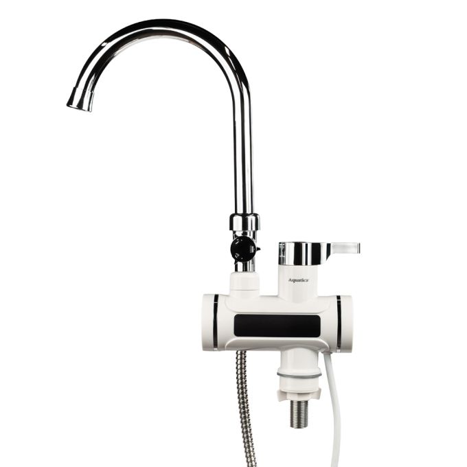 Кран-водонагрівач проточний s98 3.0кВт для ванни вилив вухо на гайці з дисплеєм AQUATICA (9798203)