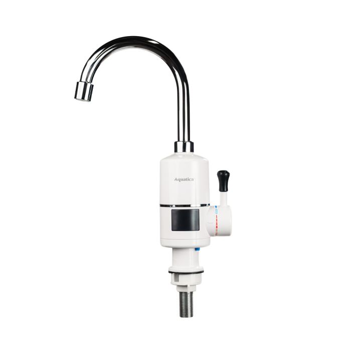 Кран-водонагрівач проточний s96 3.3кВт для кухні вилив вухо на гайці з дисплеєм і термостатом AQUATI