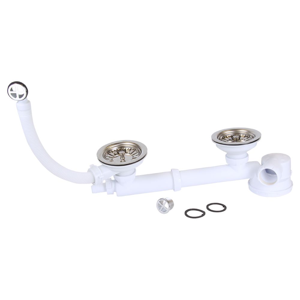 Сифон для двойной кухонной мойки Espace полный комплект 1½"×Ø40мм WIRQUIN (9542400)