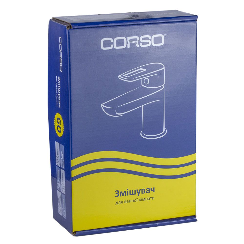 Змішувач MARMORE Ø35 для раковини литий на гайці CORSO DB-1A138C (9623000)