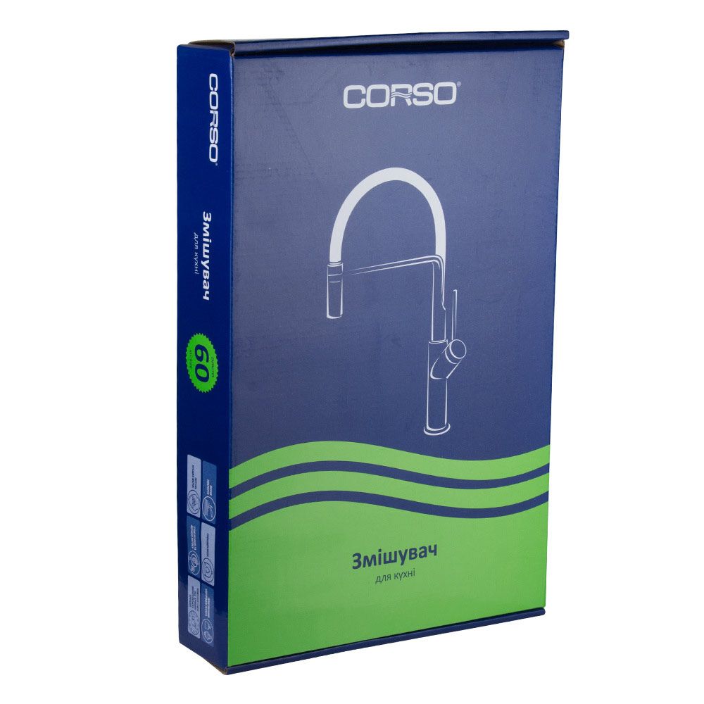 Смеситель MARMORE Ø35 для кухни J-излив на гайке CORSO DB-4B138C (9623100)