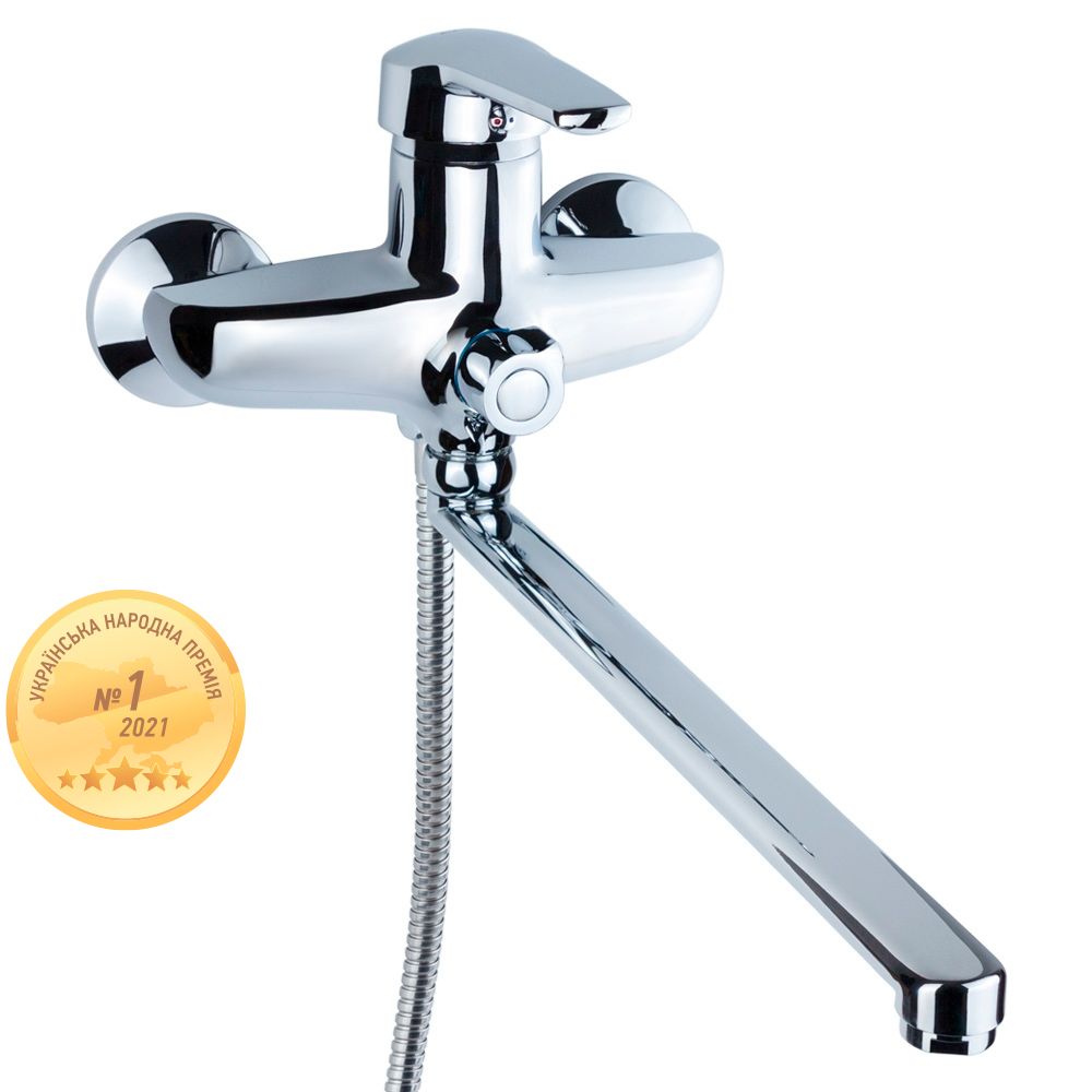 Змішувач HM Ø40 для ванни гусак прямий 350мм дивертор вбудований картріджний AQUATICA HM-2C231C (973