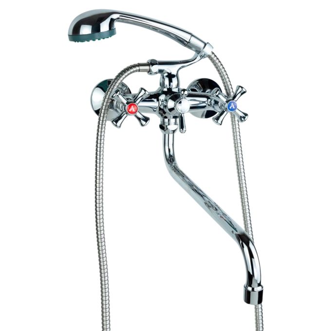 Змішувач PL 1/2" для ванни гусак вигнутий дивертор вбудований кульовий AQUATICA PL-5C455C (9777220)