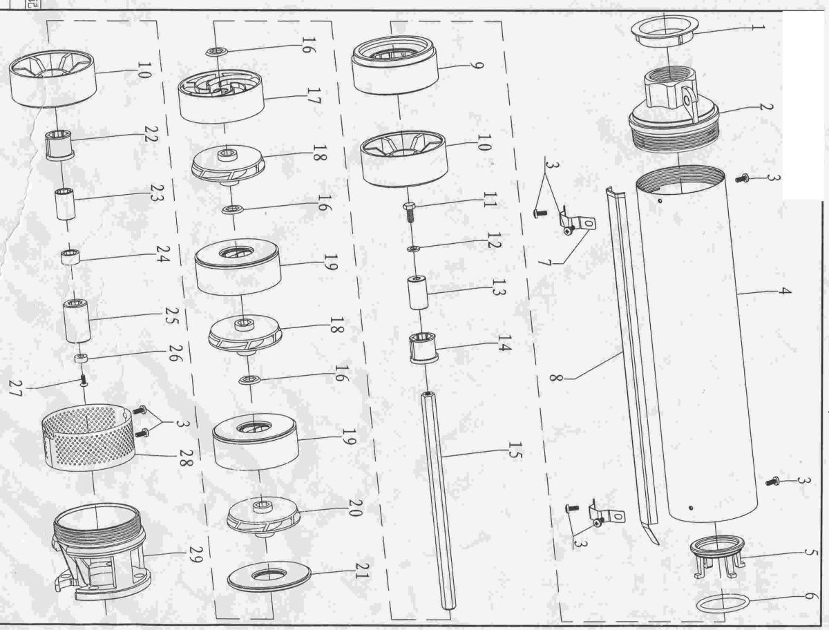 Насос центробежный скважинный 1.1кВт H 57(35)м Q 180(133)л/мин Ø102мм DONGYIN 4SDm8/9 (777152)