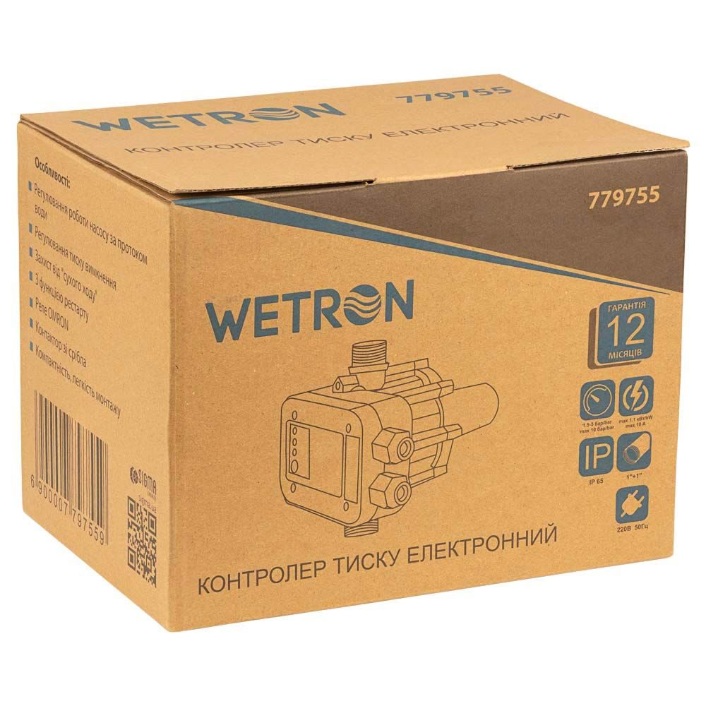 Контролер тиску електронний 1.1кВт Ø1" + рег тиску вкл 1.5-3.0 bar WETRON DSK-8.1 (779755)