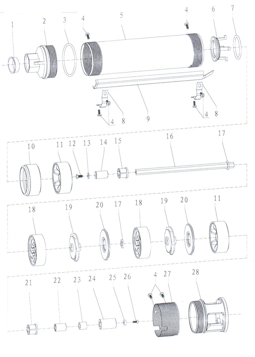 Насос центробежный скважинный 0.37кВт H 60(46)м Q 45(30)л/мин Ø80мм AQUATICA (DONGYIN) 3SDm1.8/14