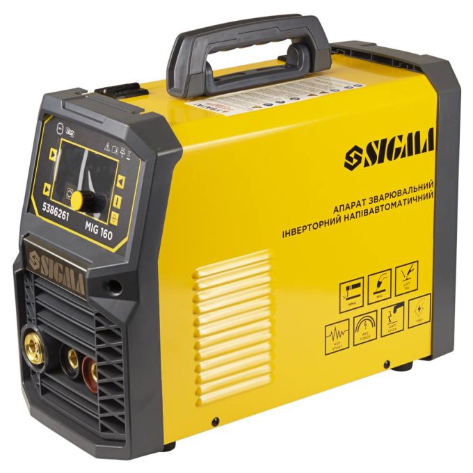 Апарат зварювальний інверторний напівавтомат МIG/MMA-160А електрод 4мм дріт 0.8-1мм LED SIGMA (53862