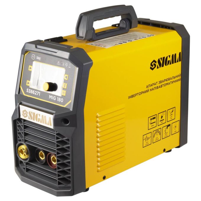 Апарат зварювальний інверторний напівавтомат МIG/MMA-180А електрод 5мм дріт 0.8-1мм LED SIGMA (53862