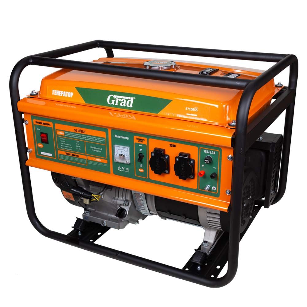 Генератор бензиновий 220В 5.0/5.5кВт 4-х тактний ручний запуск GRAD (5710955)