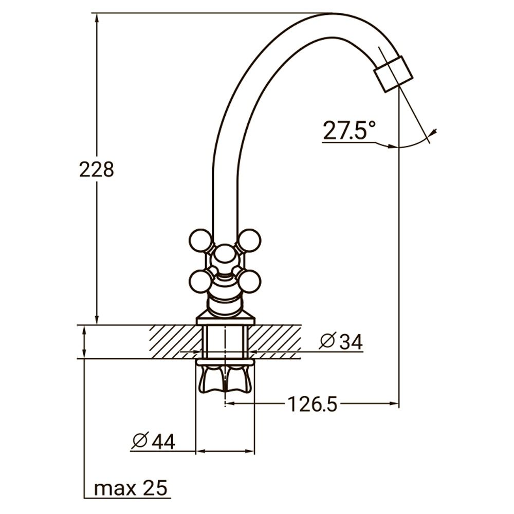 Змішувач QM 1/2" для кухні економ на гайці (КРАТНО 2шт) AQUATICA QM-1B159C (9783100)