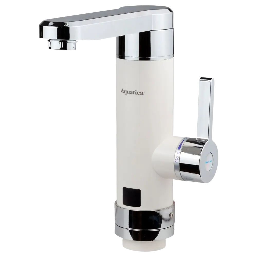 Кран-водонагрівач проточний HZ 3.0кВт 0.4-5бар для кухні гусак прямий на гайці (W) AQUATICA HZ-6B243