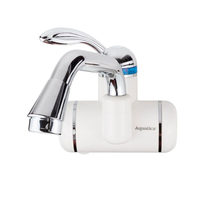 Кран-водонагрівач проточний LZ 3.0кВт 0.4-5бар для раковини гусак вигнутий довгий настінний AQUATICA