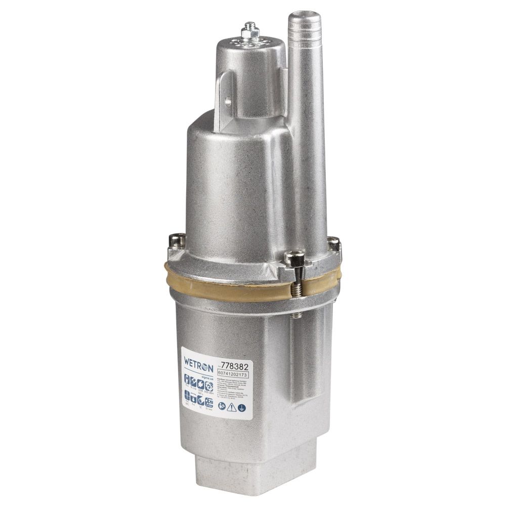 Насос вибрационный 0.25кВт H 75м Q 18л/мин Ø100мм 10м кабеля верхний вход WETRON WVM60 (778382)