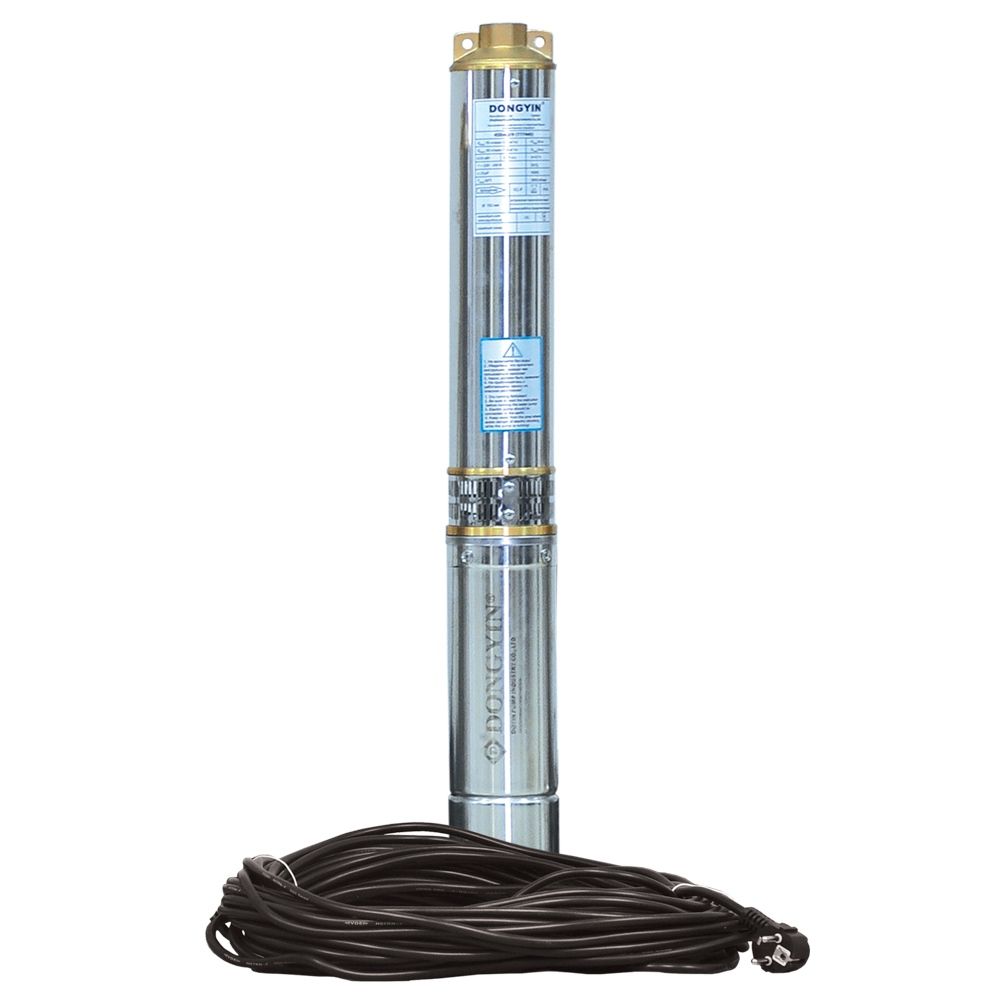 Насос центробежный скважинный 0.55кВт H 58(44)м Q 100(60)л/мин Ø102мм (кабель 35м) DONGYIN 4SEm4/8