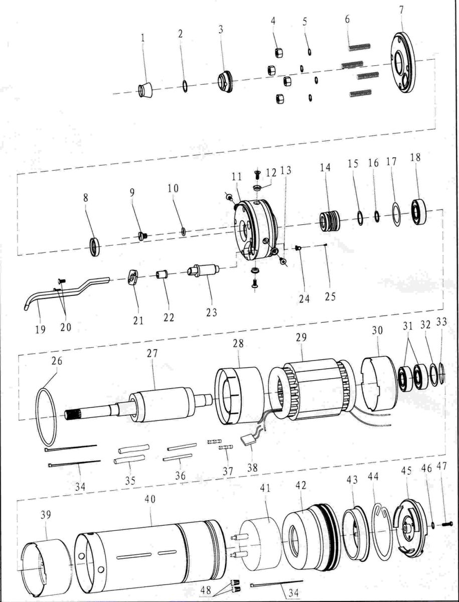 Насос центробежный скважинный 2.2кВт H 144(96)м Q 140(100)л/мин Ø102мм DONGYIN 4SDm6/20 (777144)