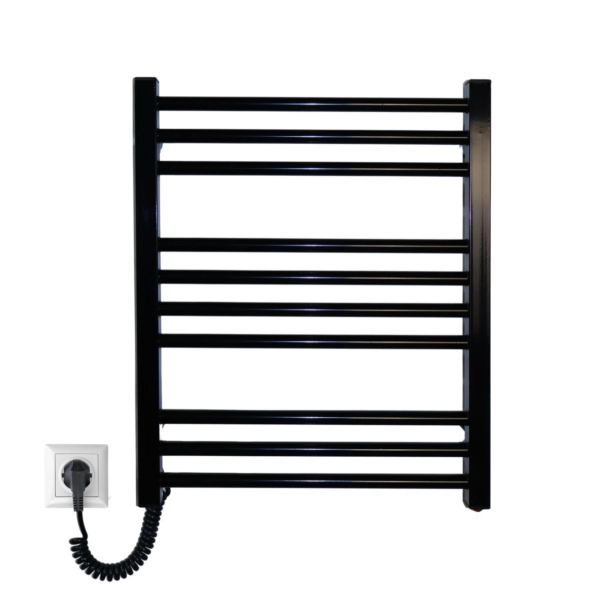 Полотенцесушитель электрический Carino ARIANNA с кнопкой Черный глянец 590*490