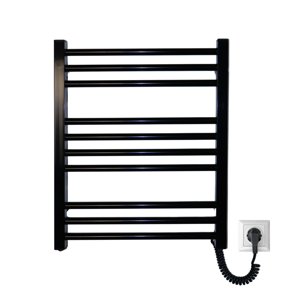 Полотенцесушитель электрический Carino ARIANNA с кнопкой Черный глянец 590*490