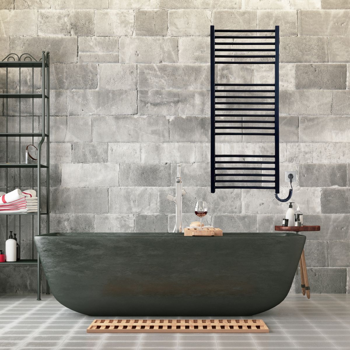 Рушникосушарка електрична Carino ARIANNA з кнопкою Чорний матовий 1190*490