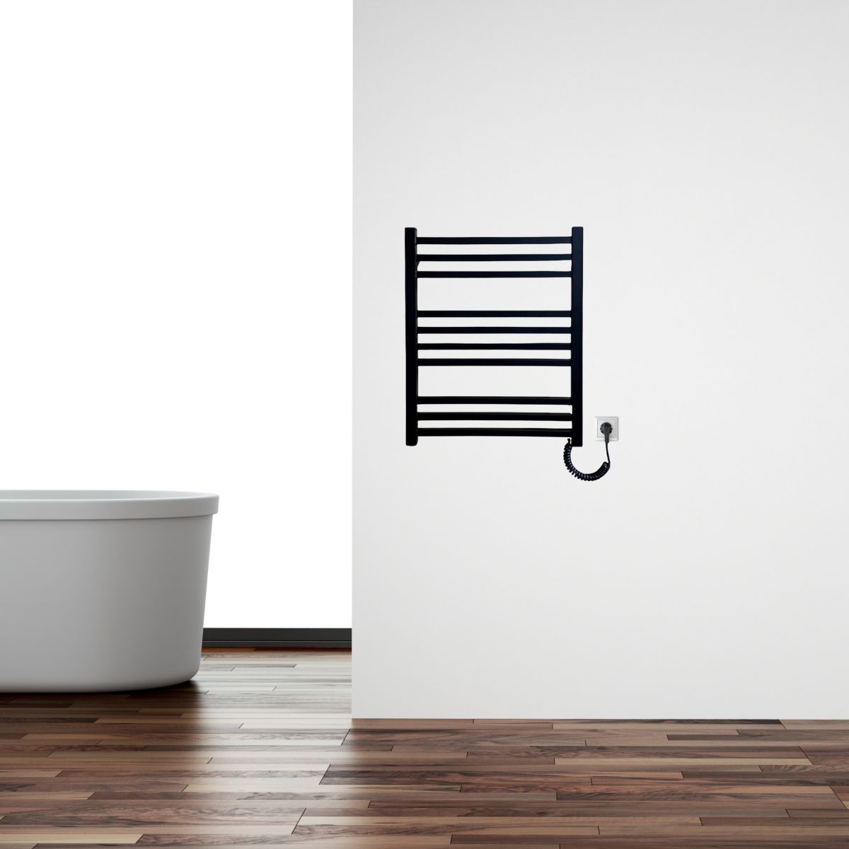 Рушникосушарка електрична Carino LORENZO з кнопкою Чорний матовий 590*490