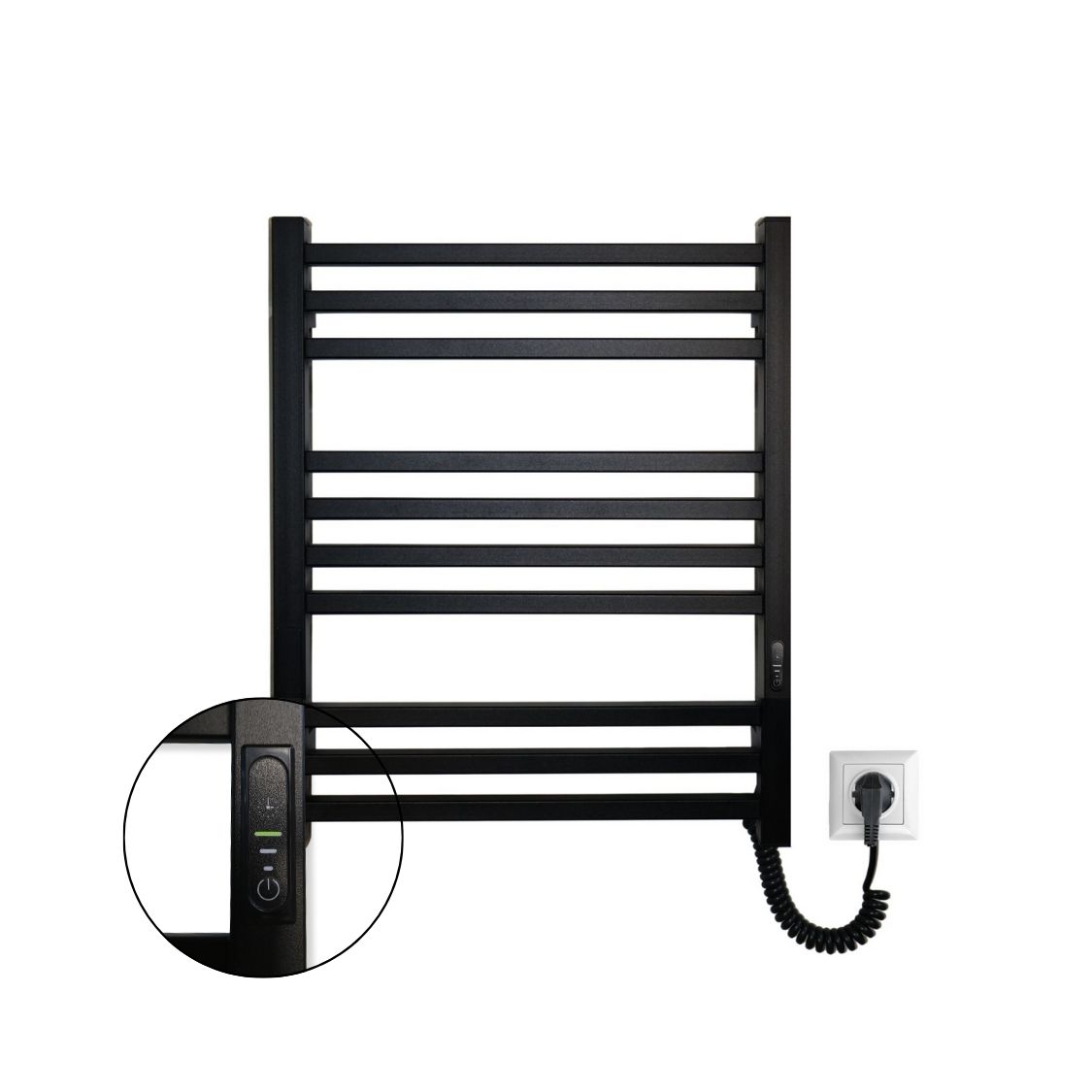 Полотенцесушитель электрический Carino LORENZO с контроллером Черный матовый 590*490
