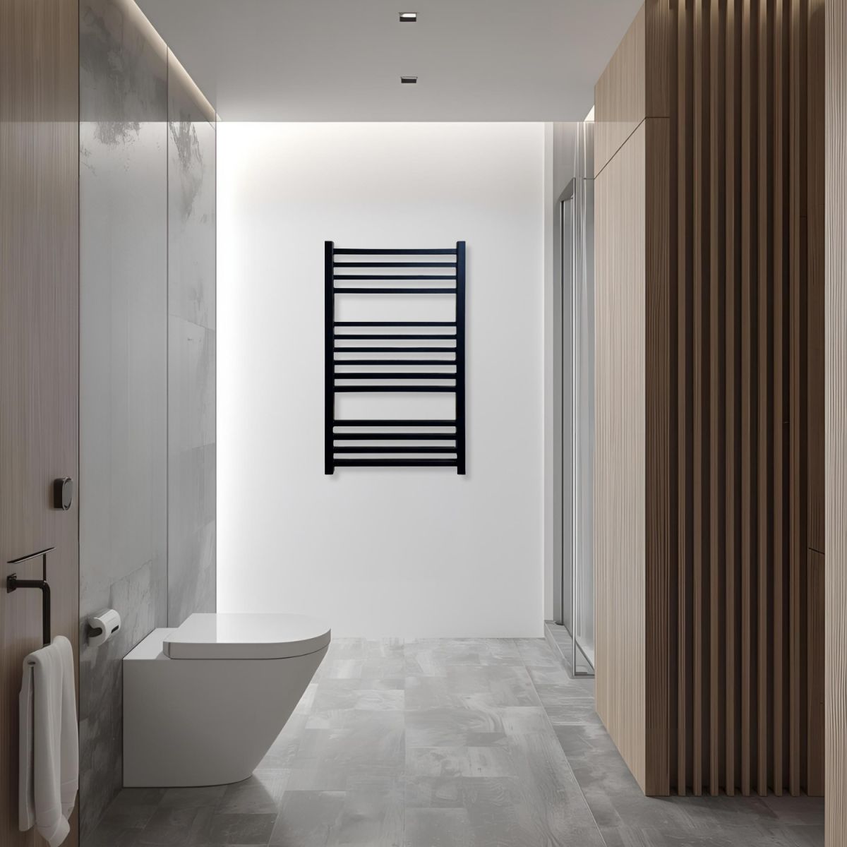 Рушникосушарка електрична Carino LORENZO з кнопкою Чорний матовий 790*490