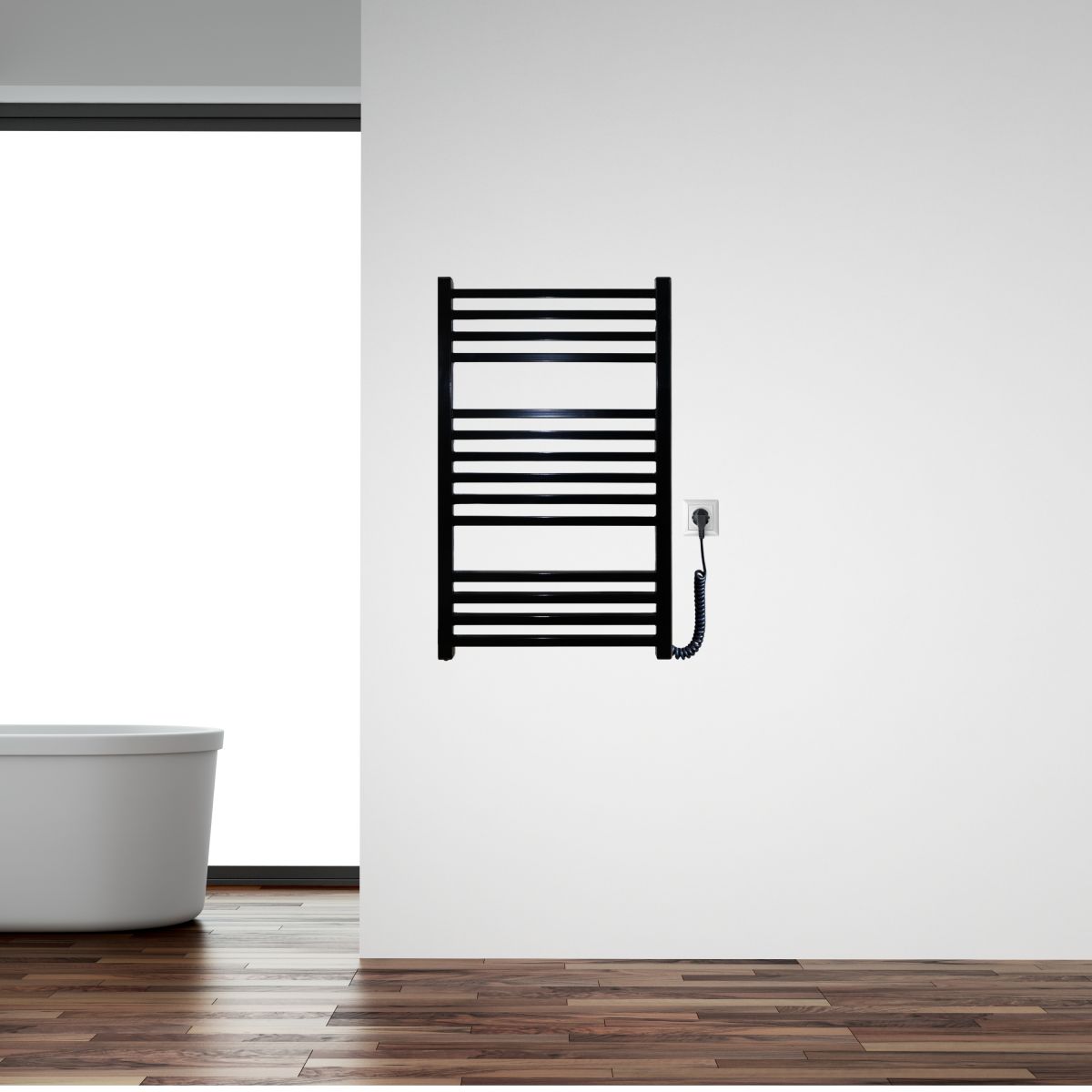 Рушникосушарка електрична Carino LORENZO з кнопкою Чорний глянець 790*490