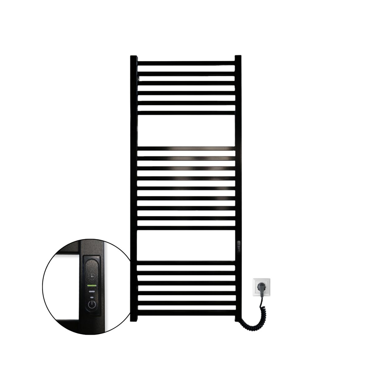 Полотенцесушитель электрический Carino LORENZO с контроллером Черный глянец 1190*490