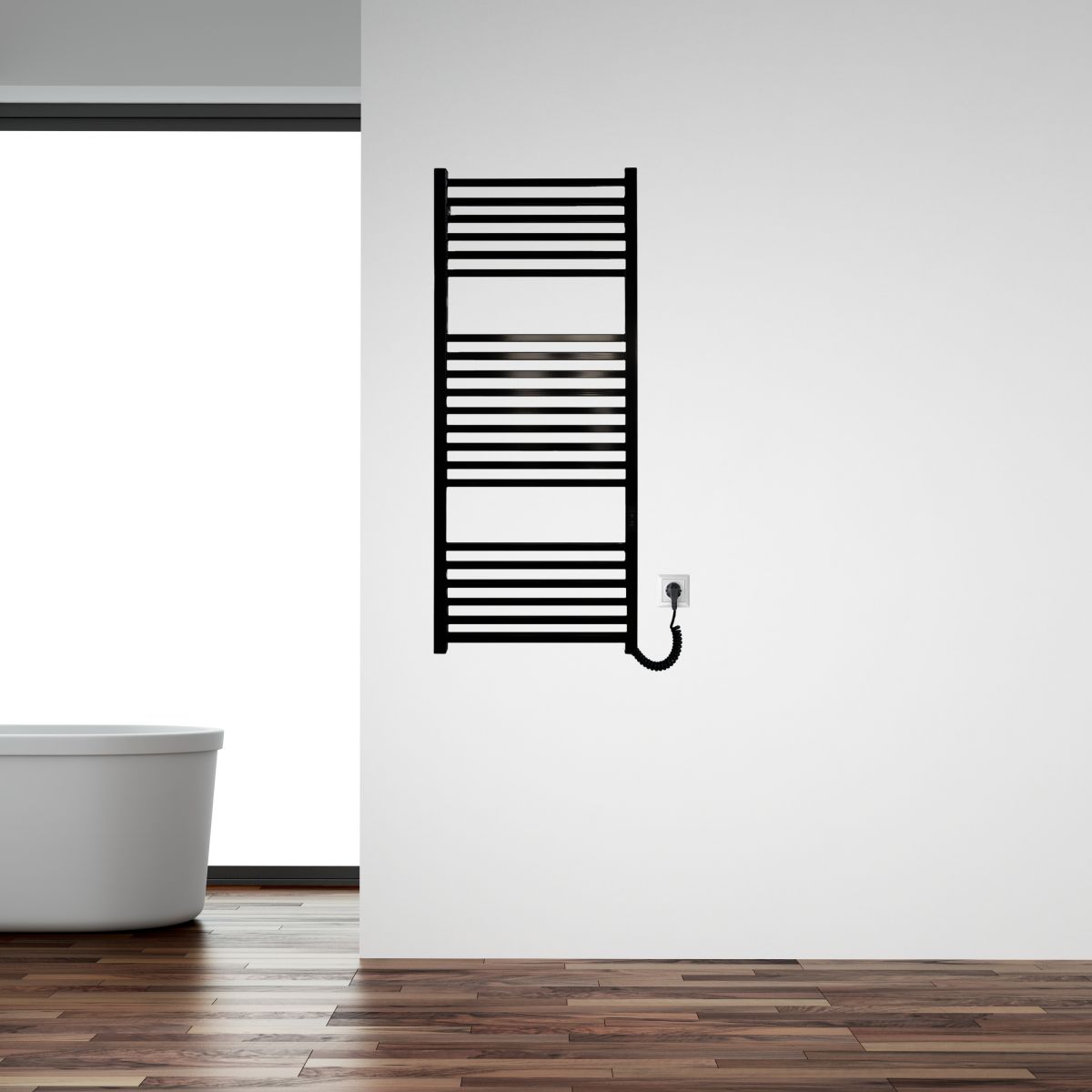 Полотенцесушитель электрический Carino LORENZO с контроллером Черный глянец 1190*490