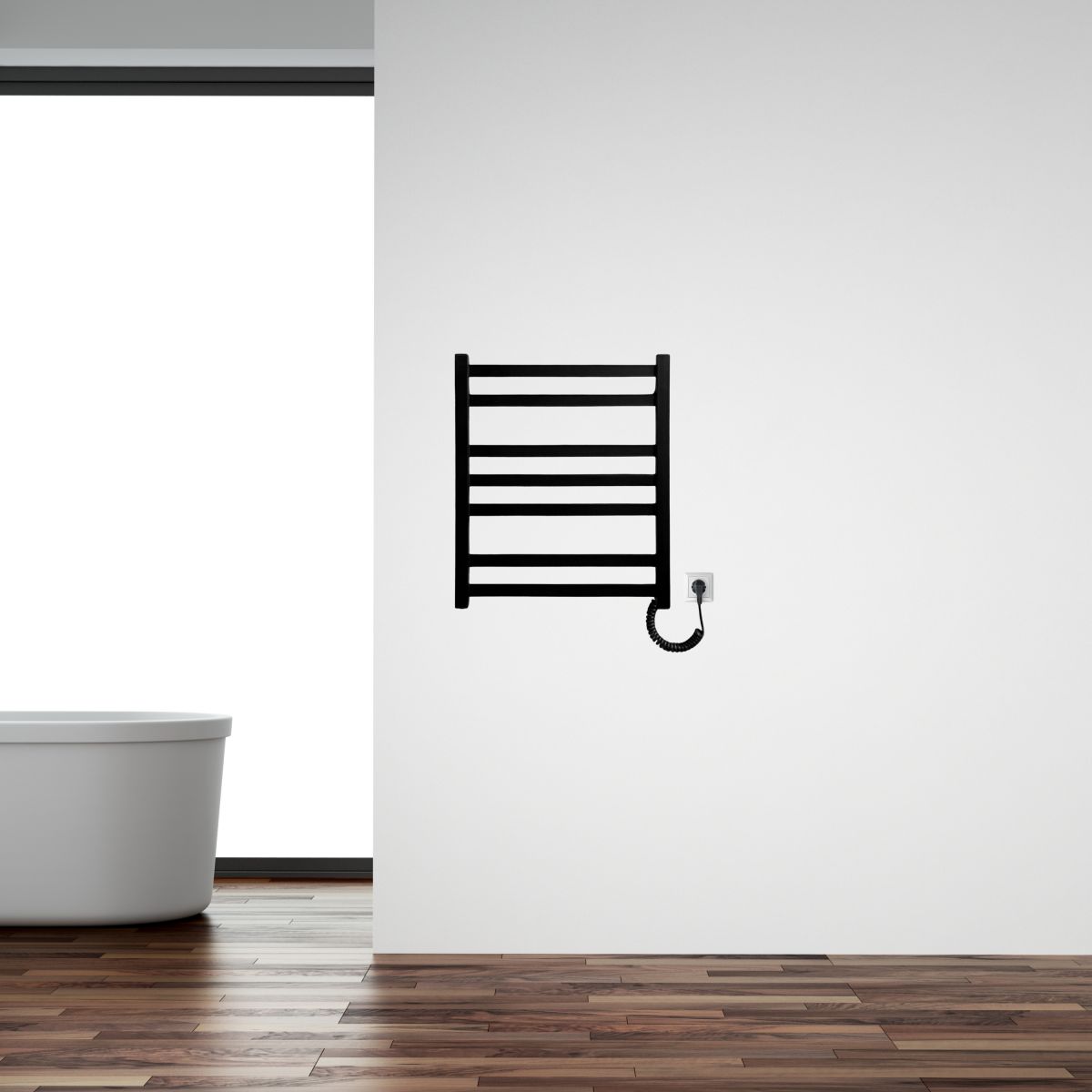 Полотенцесушитель электрический Carino RICARDO с кнопкой Черный матовый 590*490