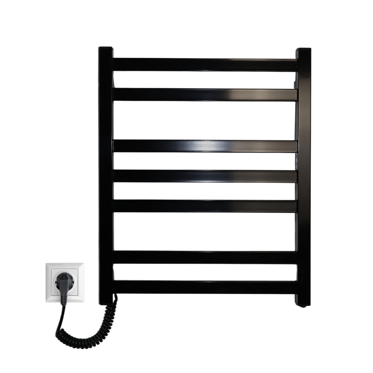 Полотенцесушитель электрический Carino RICARDO с кнопкой Черный глянец 590*490