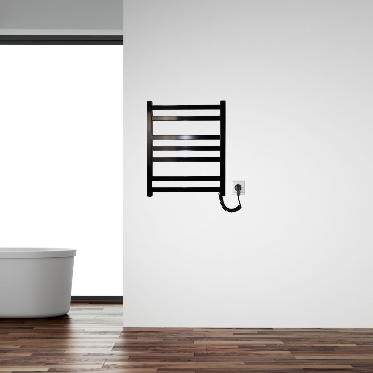 Полотенцесушитель электрический Carino RICARDO с кнопкой Черный глянец 590*490