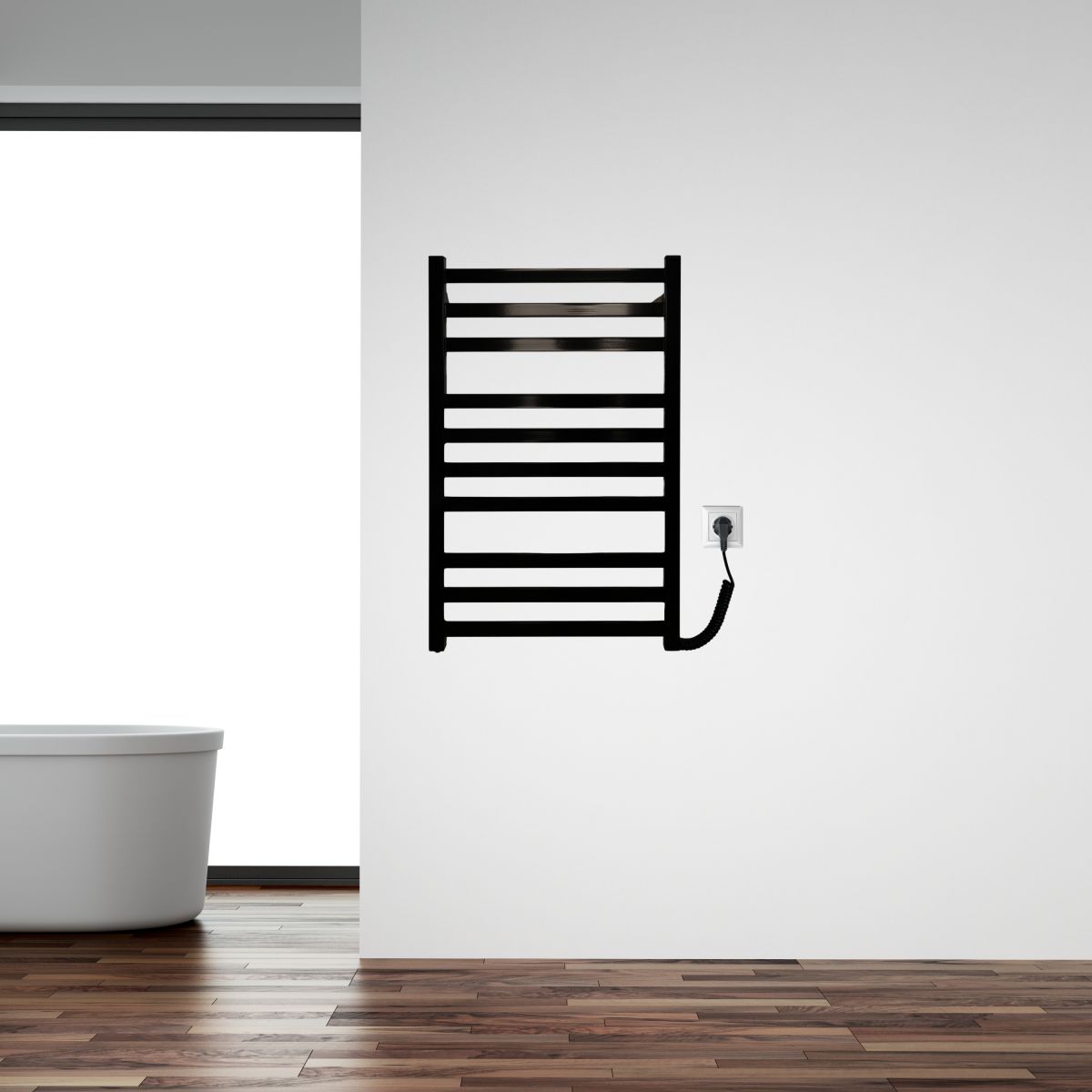 Рушникосушарка електрична Carino RICARDO з кнопкою Чорний глянець 790*490