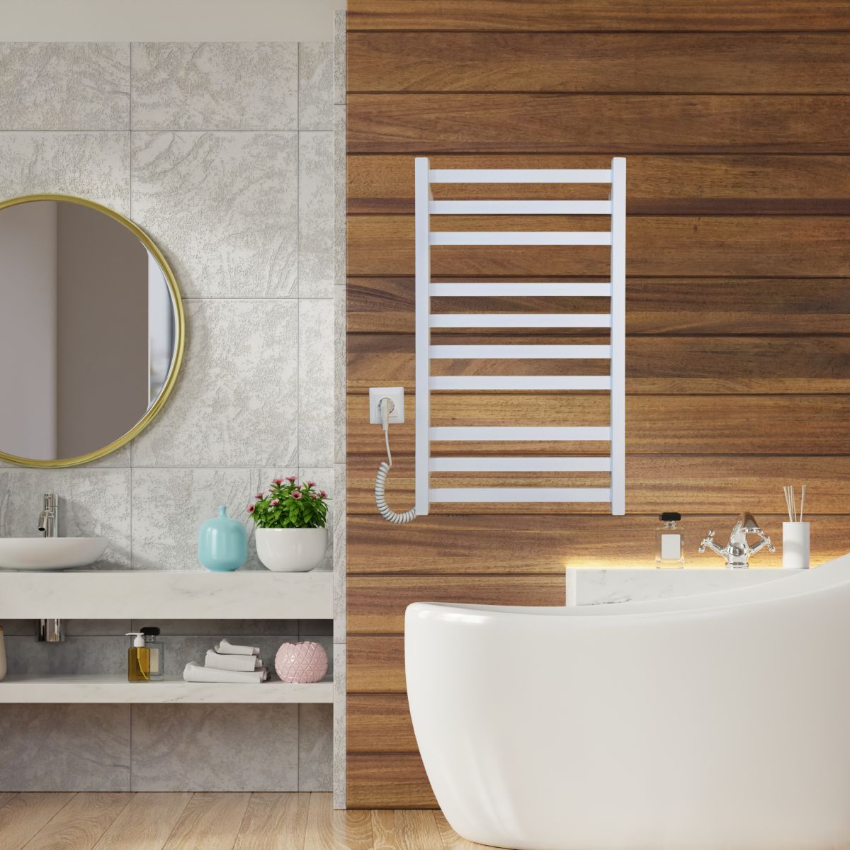 Рушникосушарка електрична Carino RICARDO з кнопкою Білий матовий 790*490