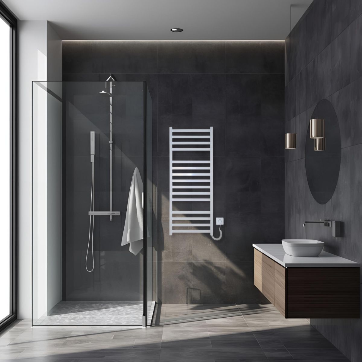 Рушникосушарка електрична Carino RICARDO з кнопкою Білий глянець 1190*490