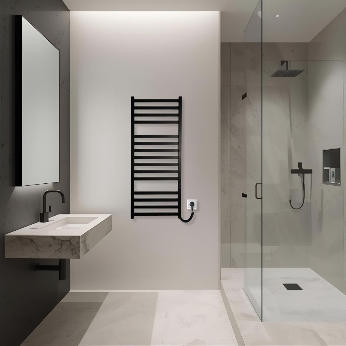 Рушникосушарка електрична Carino RICARDO з контроллером Чорний матовий 1190*490