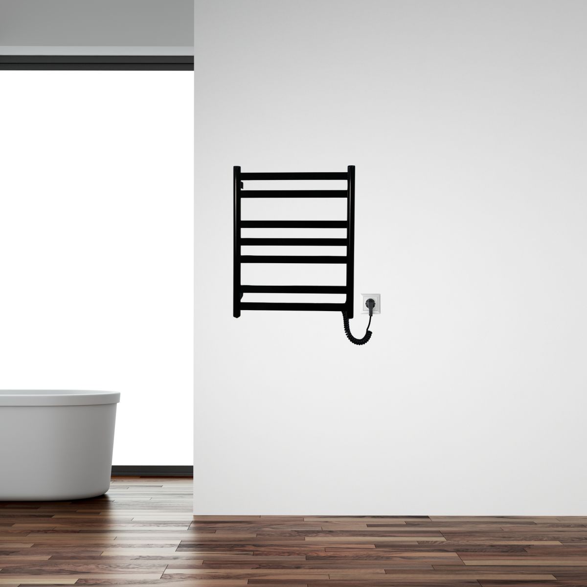 Рушникосушарка електрична Carino MIA з кнопкою Чорний глянець 590*490