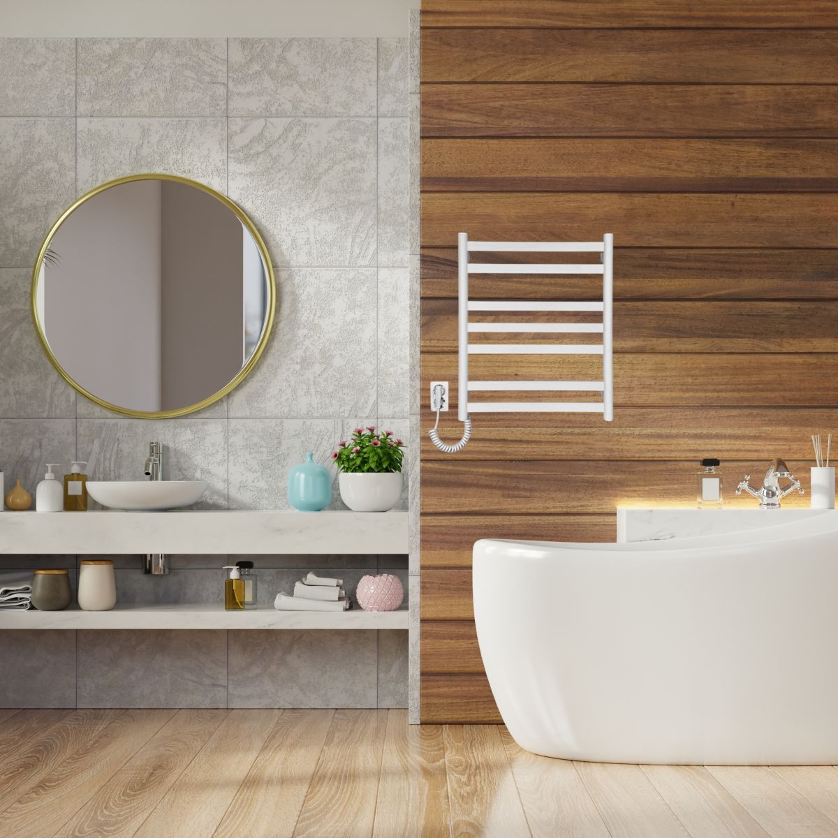 Рушникосушарка електрична Carino MIA з кнопкою Білий матовий 590*490