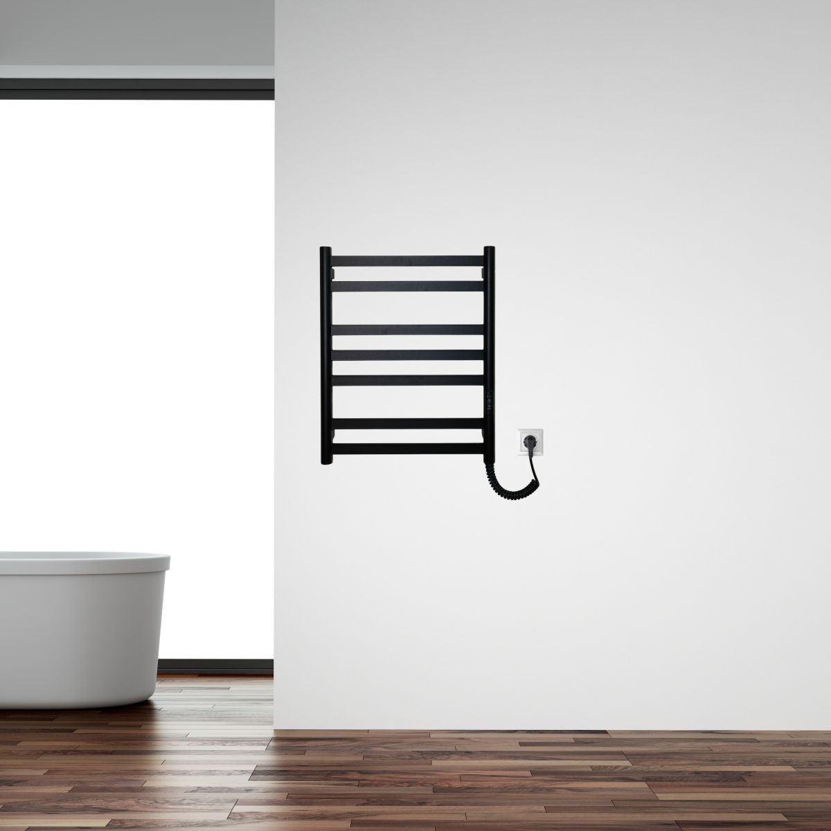 Полотенцесушитель электрический Carino MIA с контроллером Черный матовый 590*490