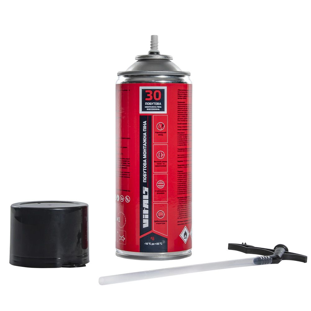 Пена монтажная бытовая с трубочкой всесезонная 300 мл Vitals Fix