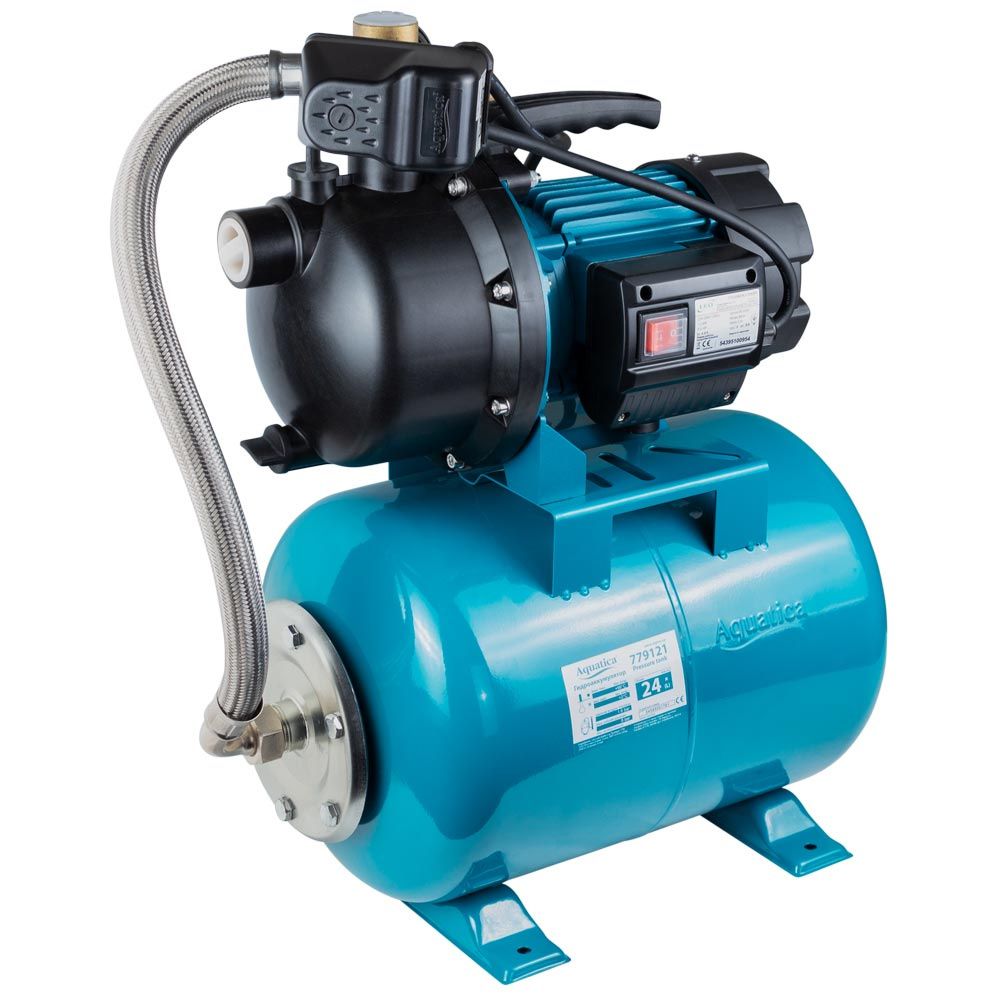 Станція 1.2КВт Hmax 48м Qmax 80л/хв пластик (самовсмоктуючий насос) 24л Україна AquaticaLEO EKJ-1202