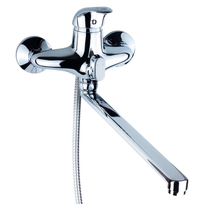 Змішувач NK Ø40 для ванни гусак прямий 350мм дивертор вбудований картріджний AQUATICA NK-2C232C