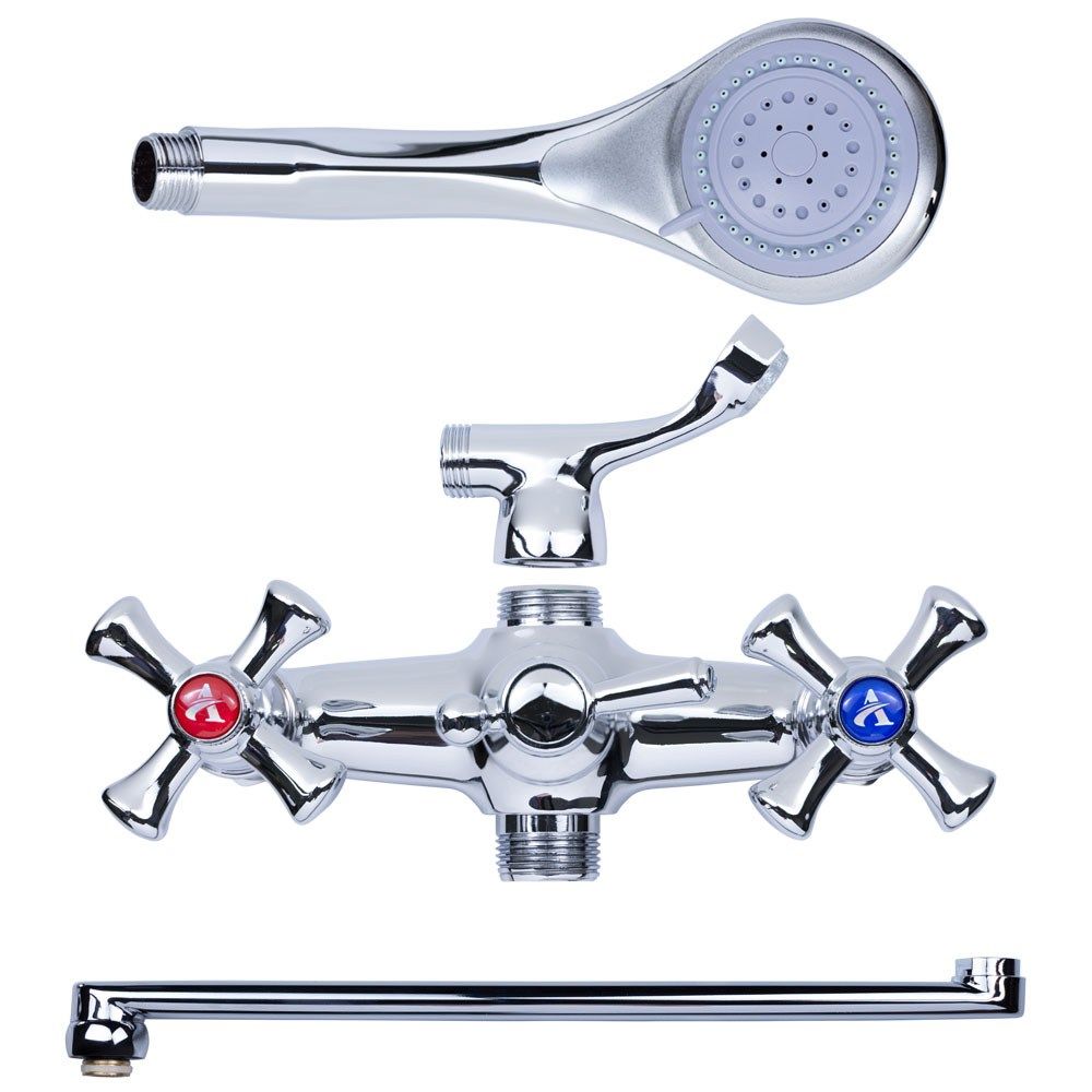 Змішувач PL 1/2" для ванни гусак прямий 350мм дивертор вбудований кульовий AQUATICA PL-5C255C