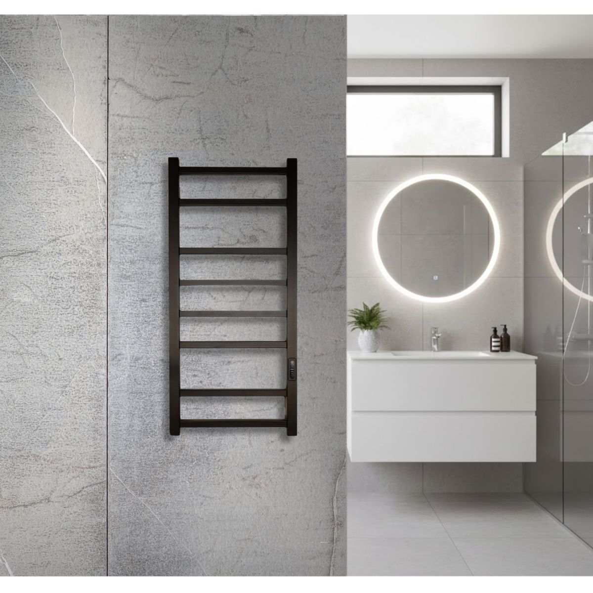 Полотенцесушитель электрический Carino FABIA с контроллером Черный мат 790*370