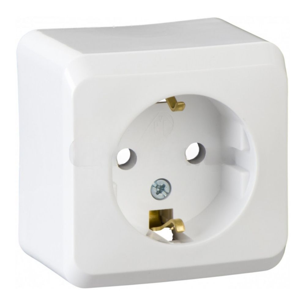 Розетка з з/к 16А та шт. зовнішнього монтажу IP20 Prima Schneider Electric білий