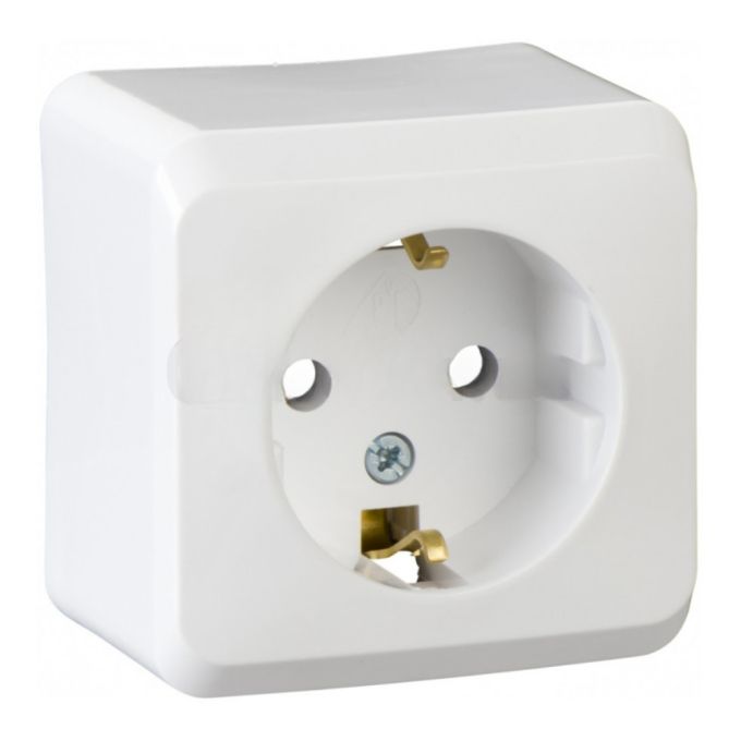 Розетка з з/к 16А та шт. зовнішнього монтажу IP20 Prima Schneider Electric білий