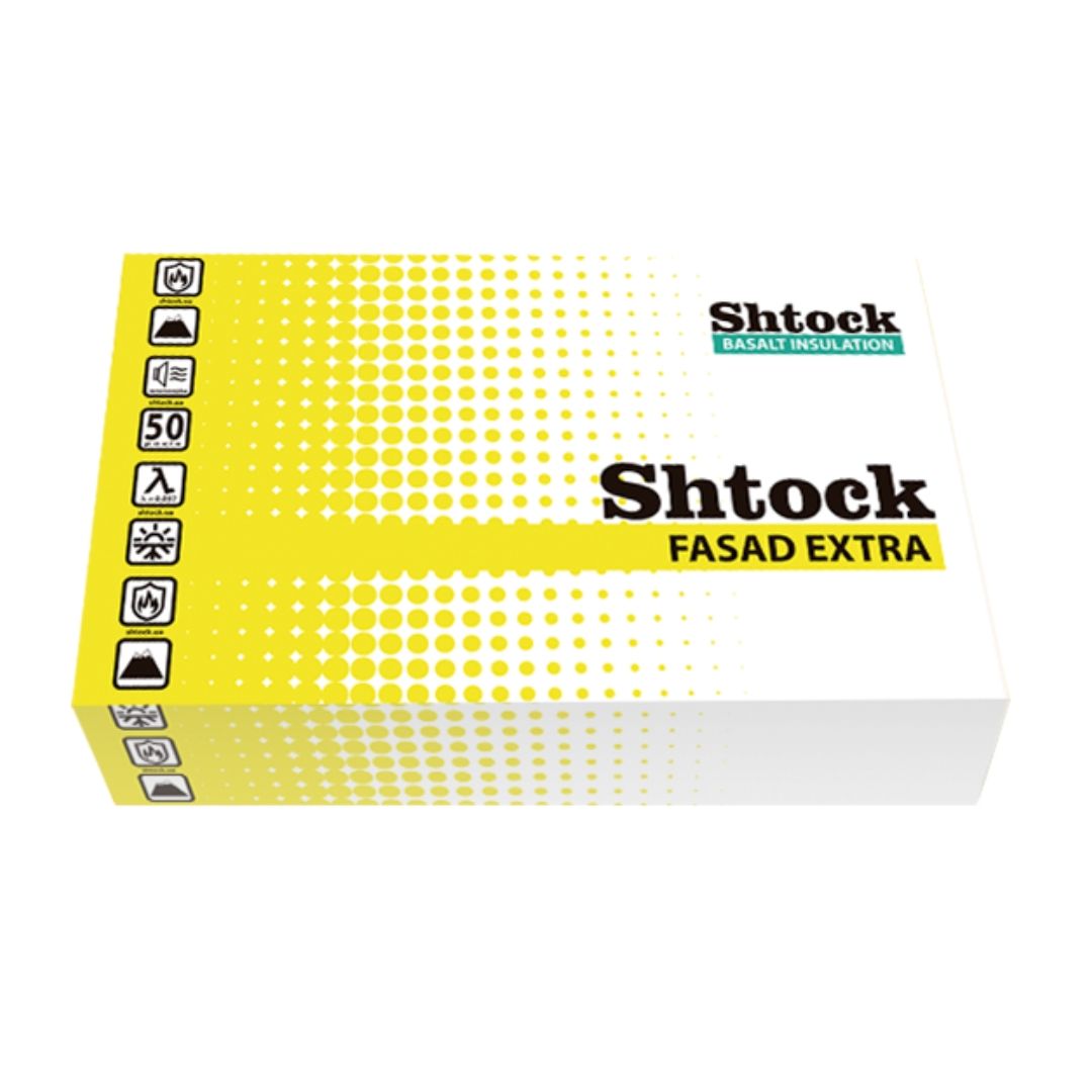 Базальтова вата Shtock Fasad Extra, 50мм, 0.6*1.2м, 135кг/м3, 2.88м2