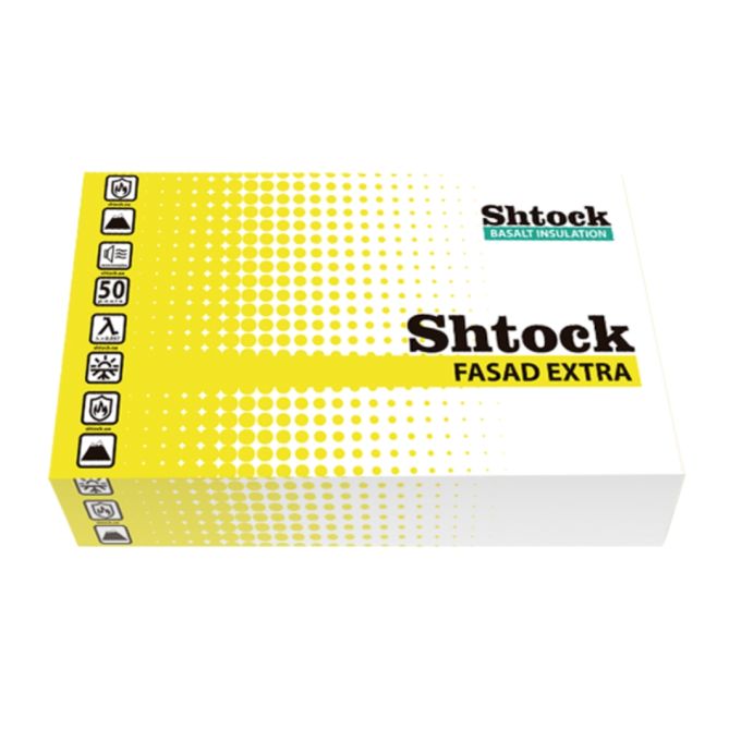 Базальтова вата Shtock Fasad Extra, 50мм, 0.6*1.2м, 135кг/м3, 2.88м2