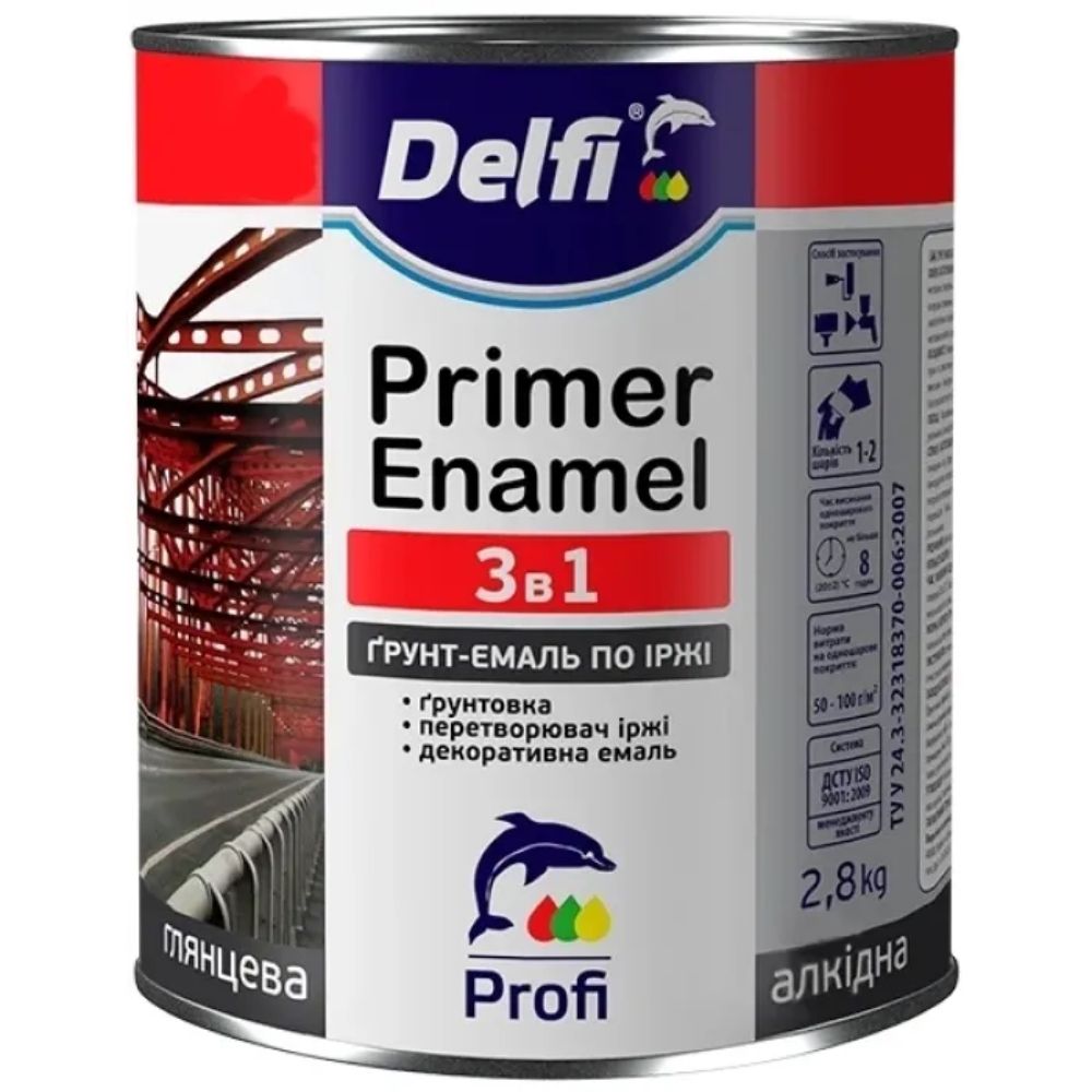 Грунт-емаль по іржі 3 в 1, хакі матова, ТМ «Delfi» - 2,8 кг