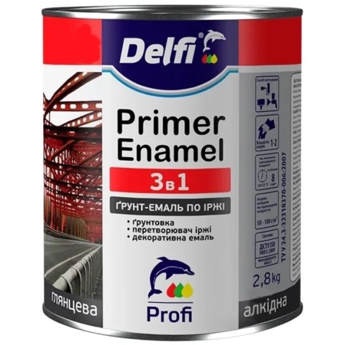Грунт-емаль по іржі 3 в 1, хакі матова, ТМ «Delfi» - 2,8 кг