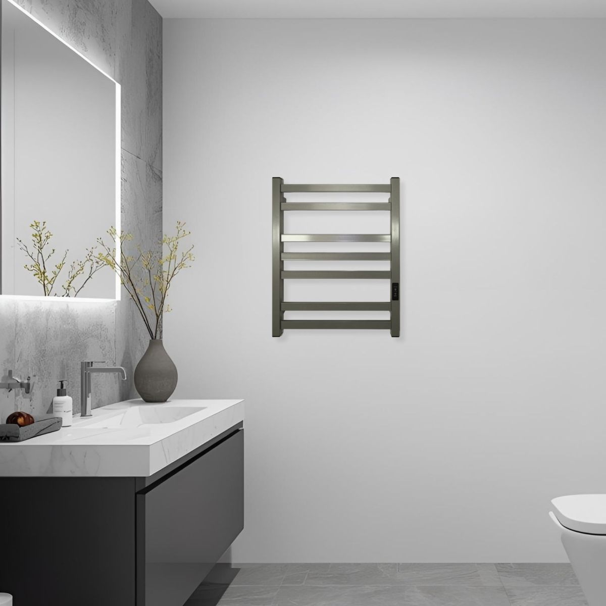 Рушникосушарка електрична Carino RICARDO з контроллером Сірий металік 590*490